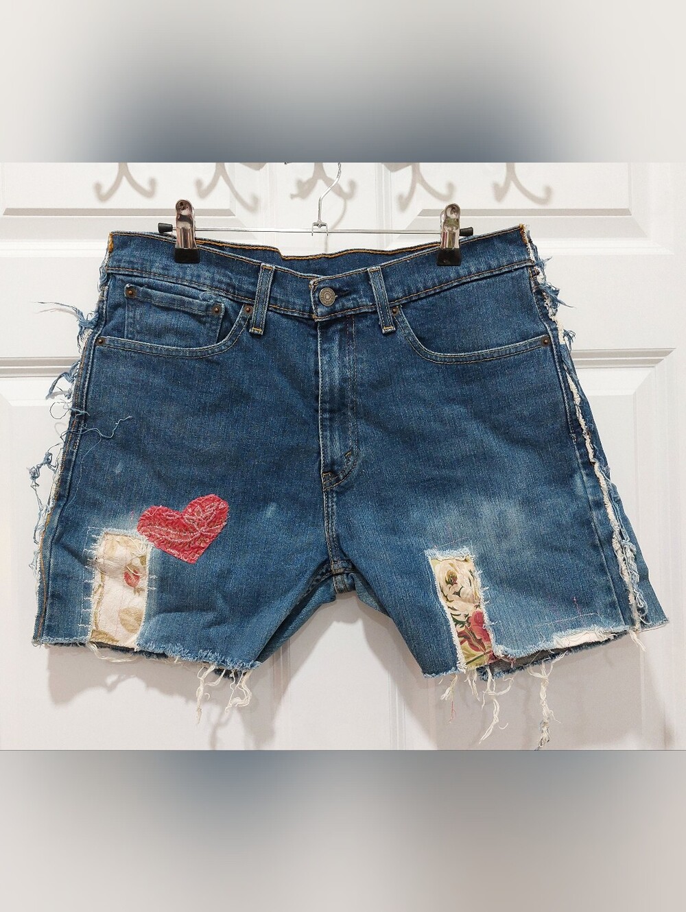 OOAK Upcycled Repurposed Levi’s 505 Shorts – Santa Fe Artisan Patchwork – W32
